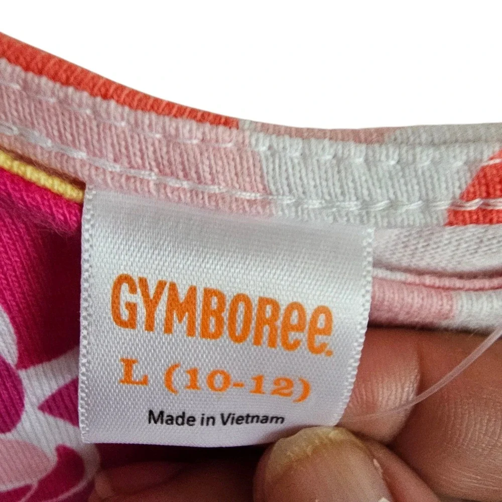 Gymboree Floral Dress Tiered Sleeveless Tie Strap Casual Pink Orange L 10 12 Yea